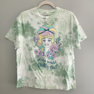 Green Tie-Dye Graphic Dolly Parton T-shirt - What Would Dolly Do?